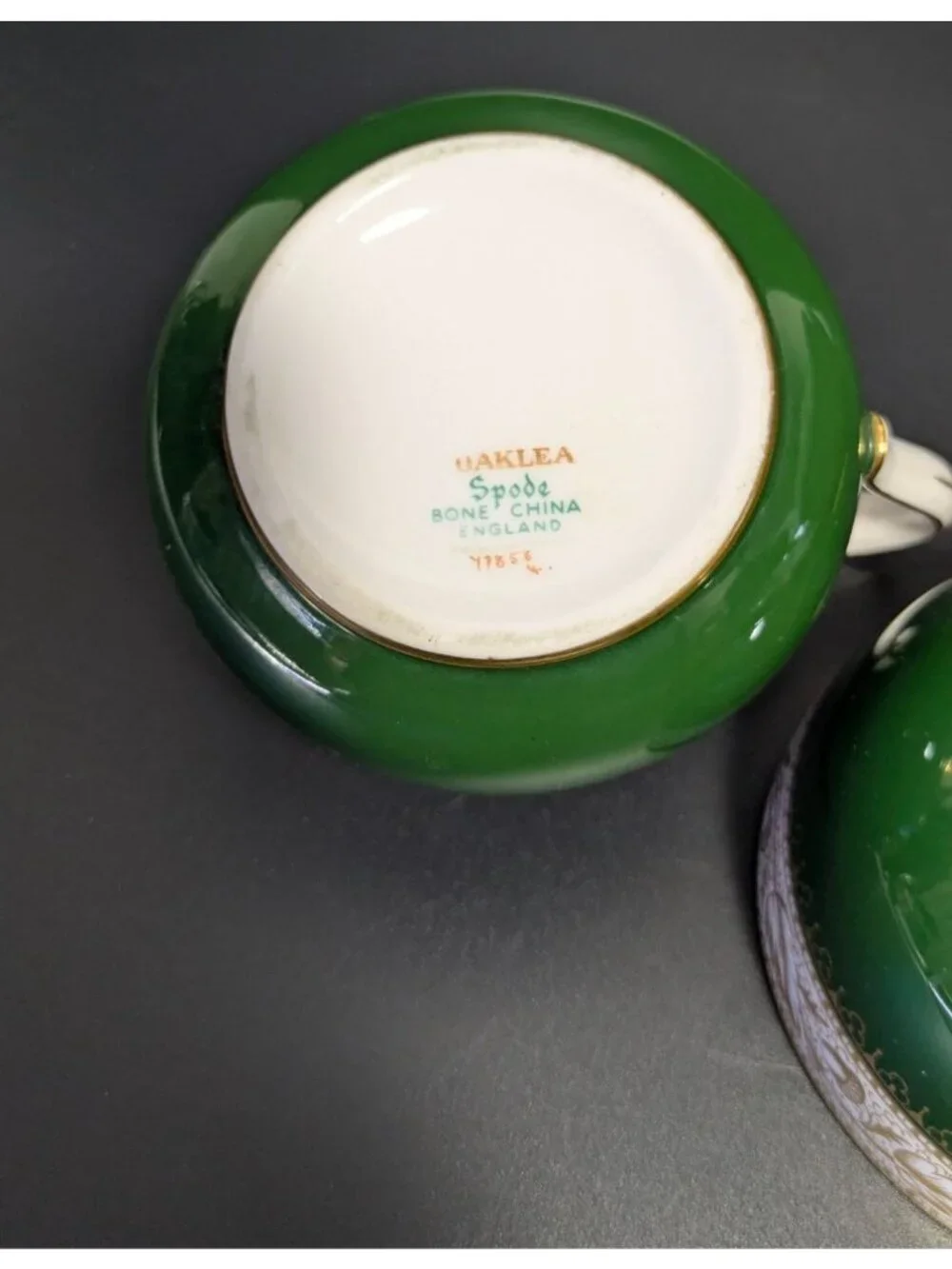 Spode Green Gold Creamer Sugar Bowl Set Fine Bone China Elegant Design